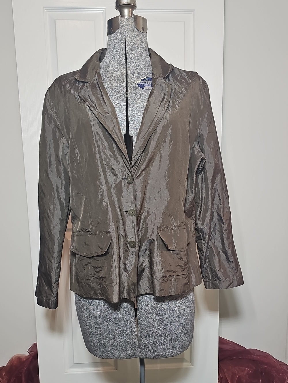 Chico's Metallic Silk Blend Blazer Jacket Rich Brown Size 2 US Large 12